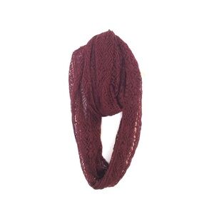 2/$15 Maroon Knit Lace Infinity Scarf | Lightweight Fall Winter Accessory